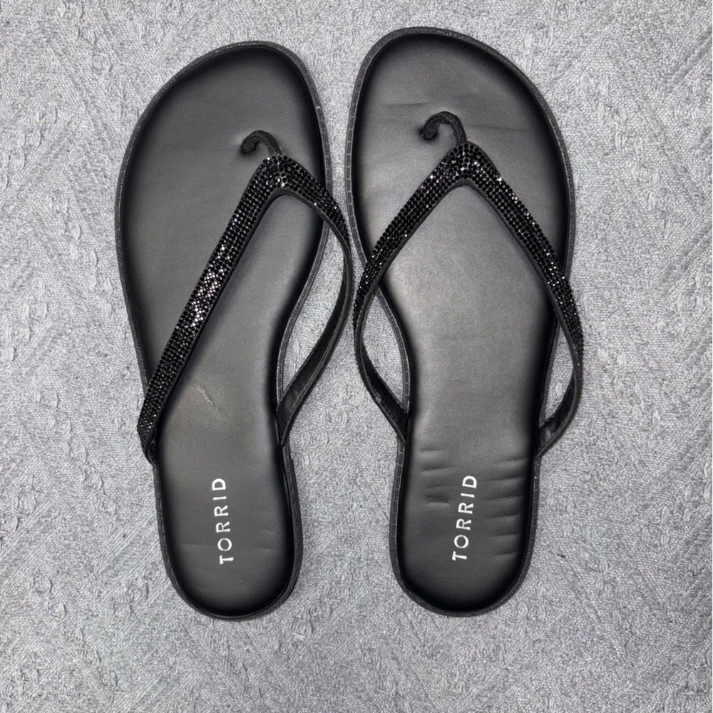 Torrid Black Sparkle Strap Sandals